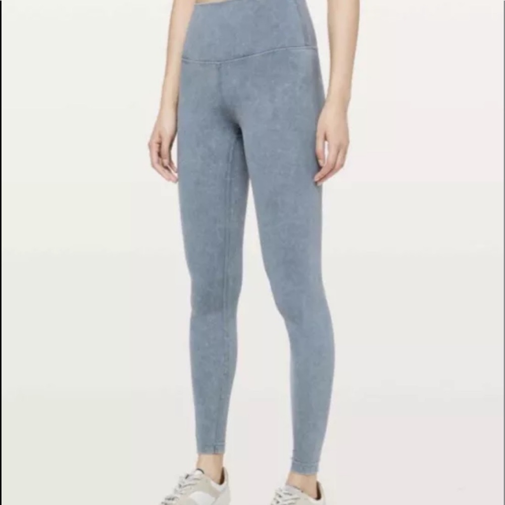 Lululemon Wunder Under Blue Acid Wash High Rise 8